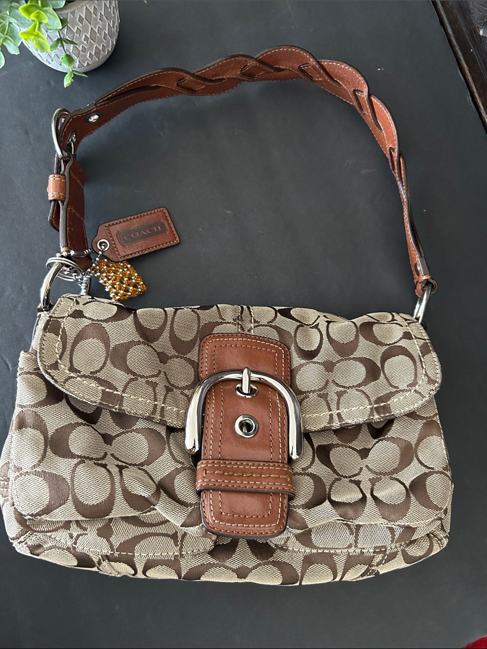 Vintage Y2K Coach SoHo Signature Pockets Flap
Braided Strap Brown Shoulder - Picture 14 of 17
